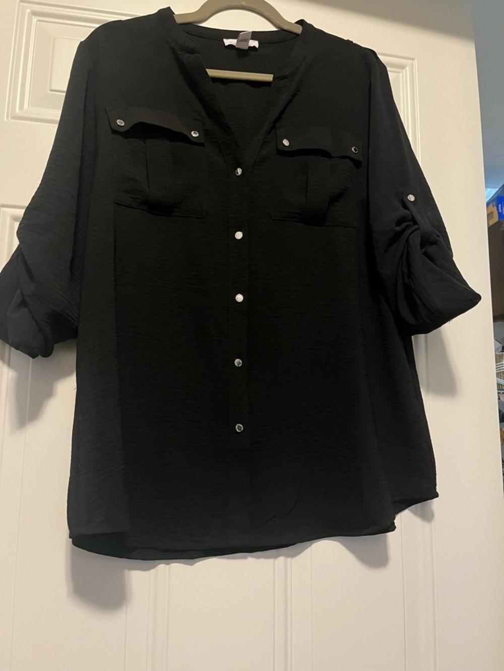 Calvin Klein Black Button-Front Blouse